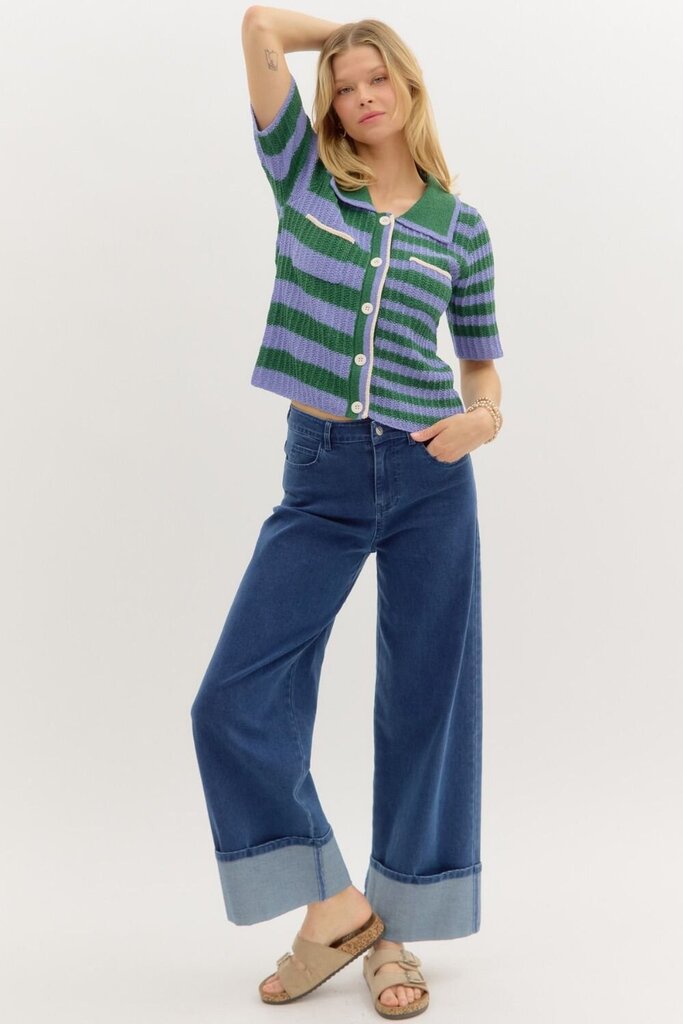 Bottom Cuff Style Denim Jeans