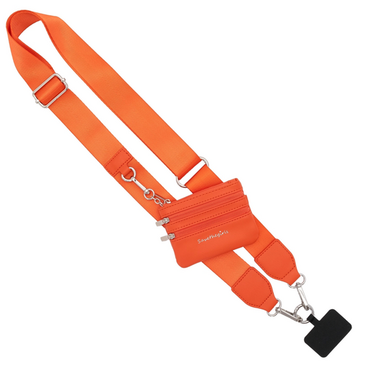 Clip & Go Strap with Zippered pouch Solid- Orange