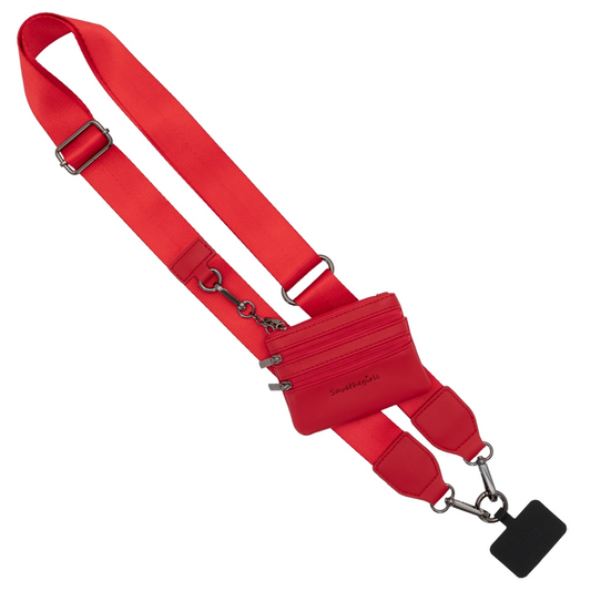 Clip & Go Strap with Zippered pouch Solid- Red