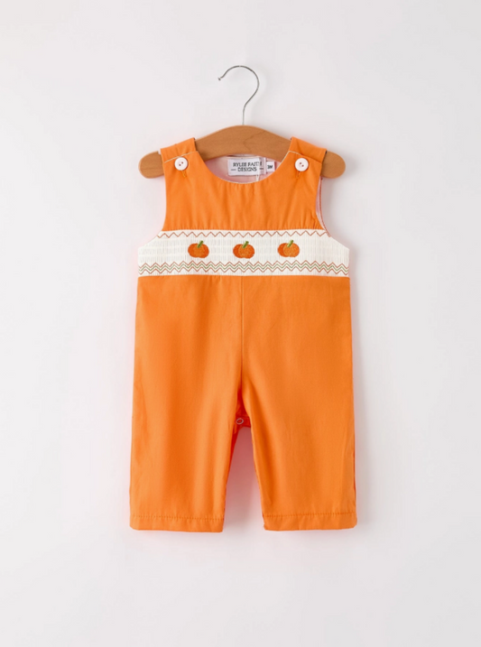 Fall Pumpkin Smocked Boy Romper