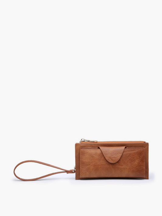 Kyla RFID Wallet w/snap closure - Brown