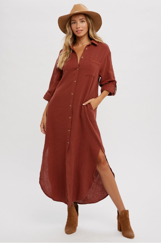 Button Up Maxi Skirt Dress (50% OFF at Checkout)