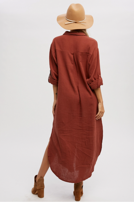 Button Up Maxi Skirt Dress (50% OFF at Checkout)