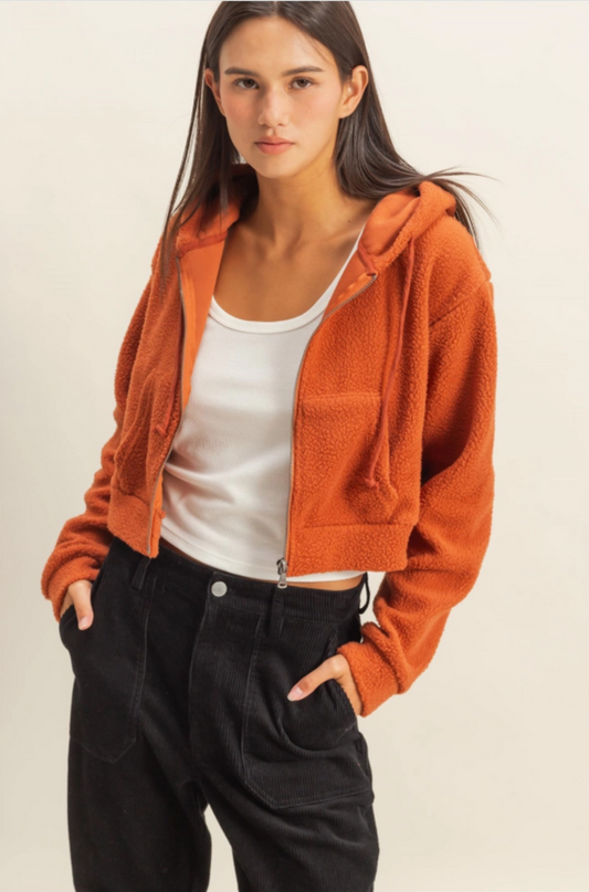Sherpa Cropped Hoodie (50% OFF at Checkout)