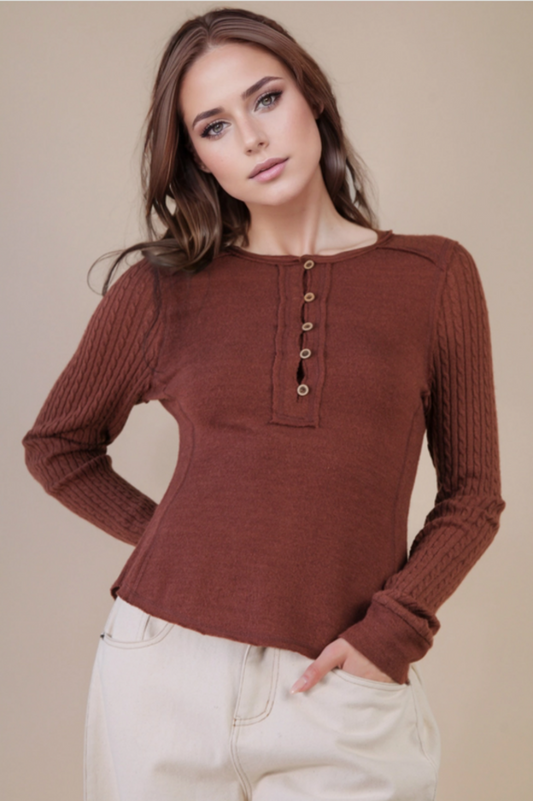 Cable Knit Fitted Top (20% OFF at Checkout)