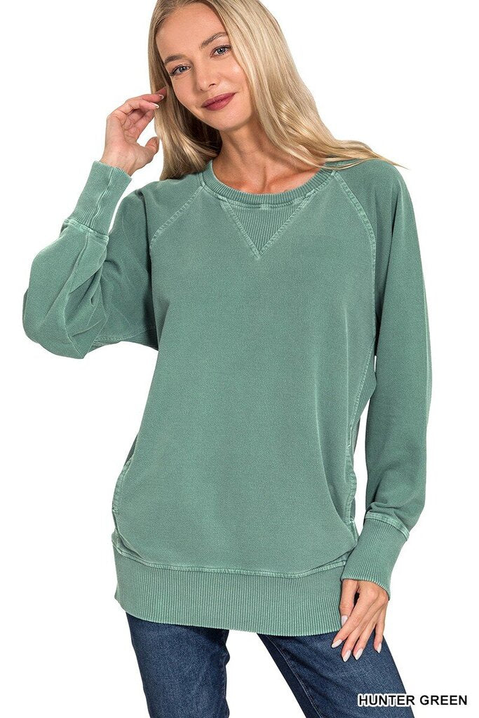 Pigment Dyed French Terry Pullover GREEN