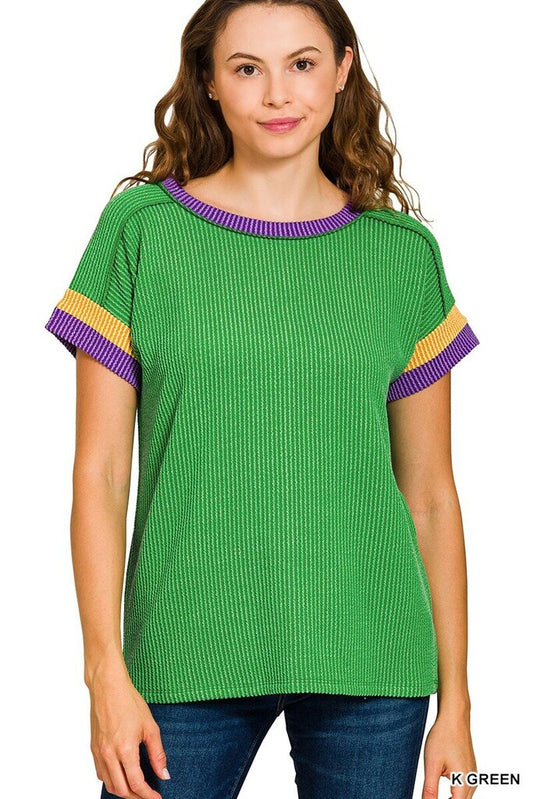 Mardi Gras Ribbed Top