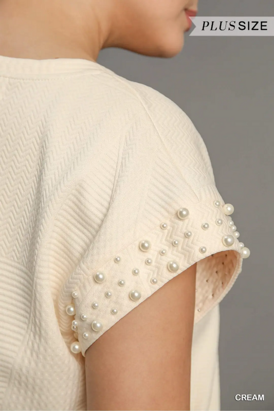 Cream Top with Pearl Accent