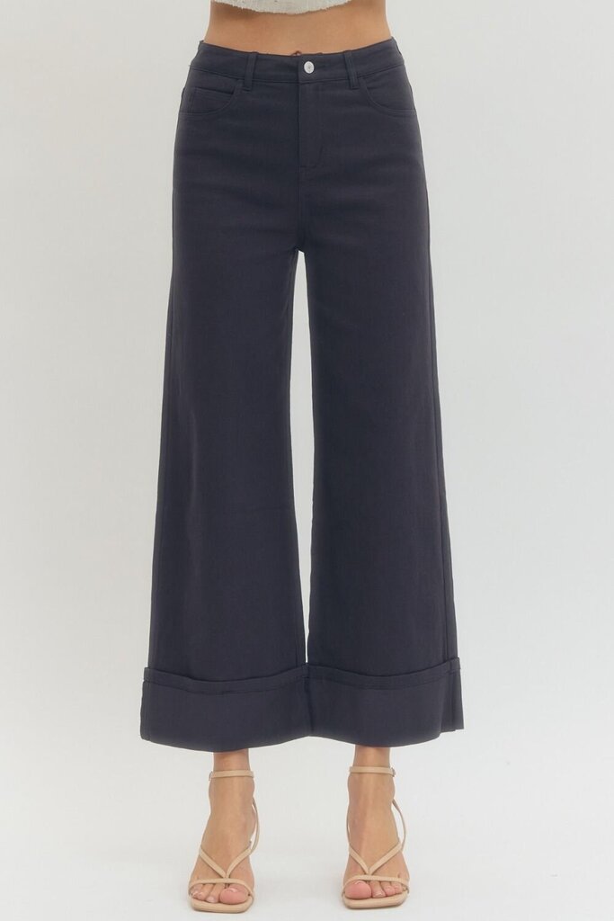 Navy Mid-Rise Cuffed Ankle Pant