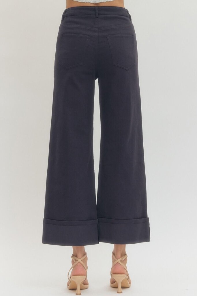 Navy Mid-Rise Cuffed Ankle Pant