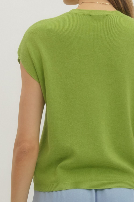 Lime Cap Sleeve Knit Top