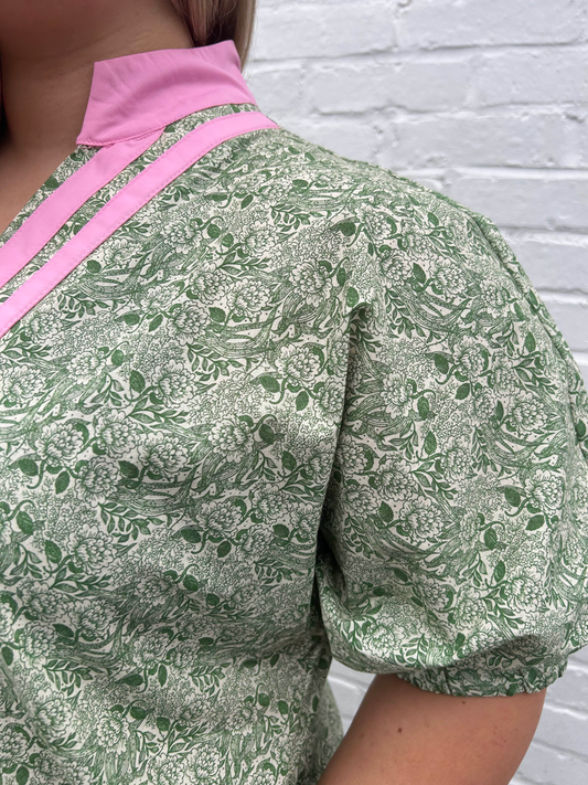 Green Floral Print Midi Dress