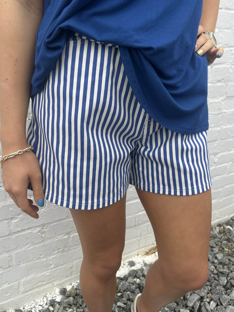 Striped Shorts W/Front & Back Pockets