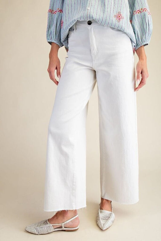 Soft Stretch Twill High Waist Pants White