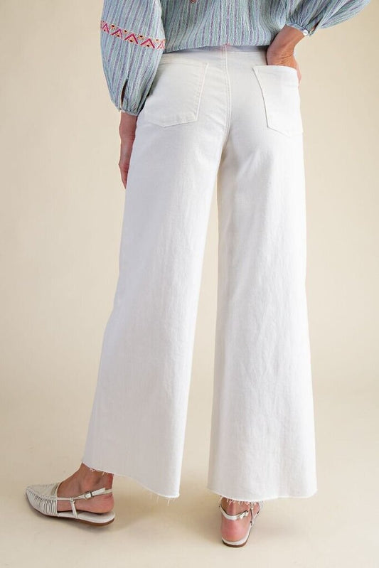 Soft Stretch Twill High Waist Pants White