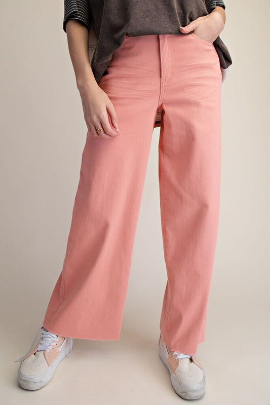 Soft Stretch Twill High Waist Pants peach Blossom