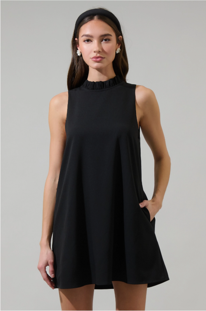 Benson Trapeze Mock Neck Mini Dress