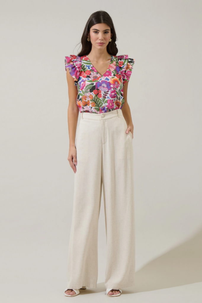 Rendal Floral Tiffy Ruffle Top
