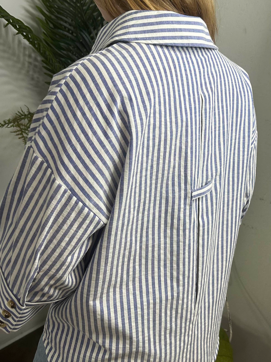 Navy Striped V-Neck Pullover