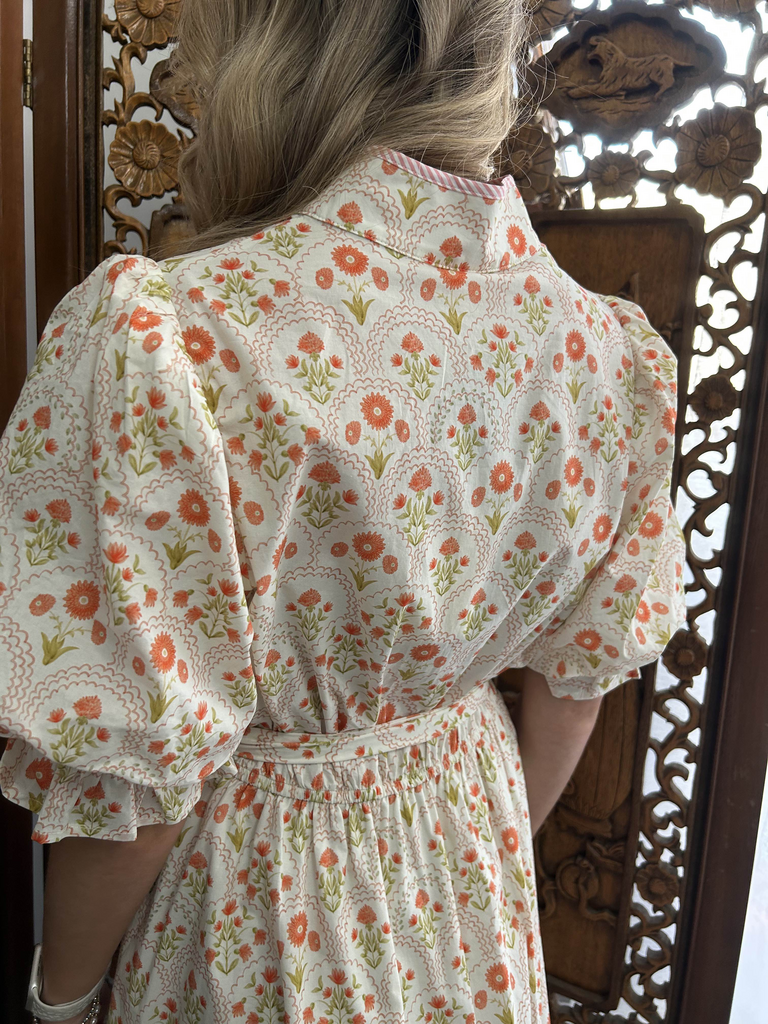 3 Button V-Neck Midi w/ Contrast Hem