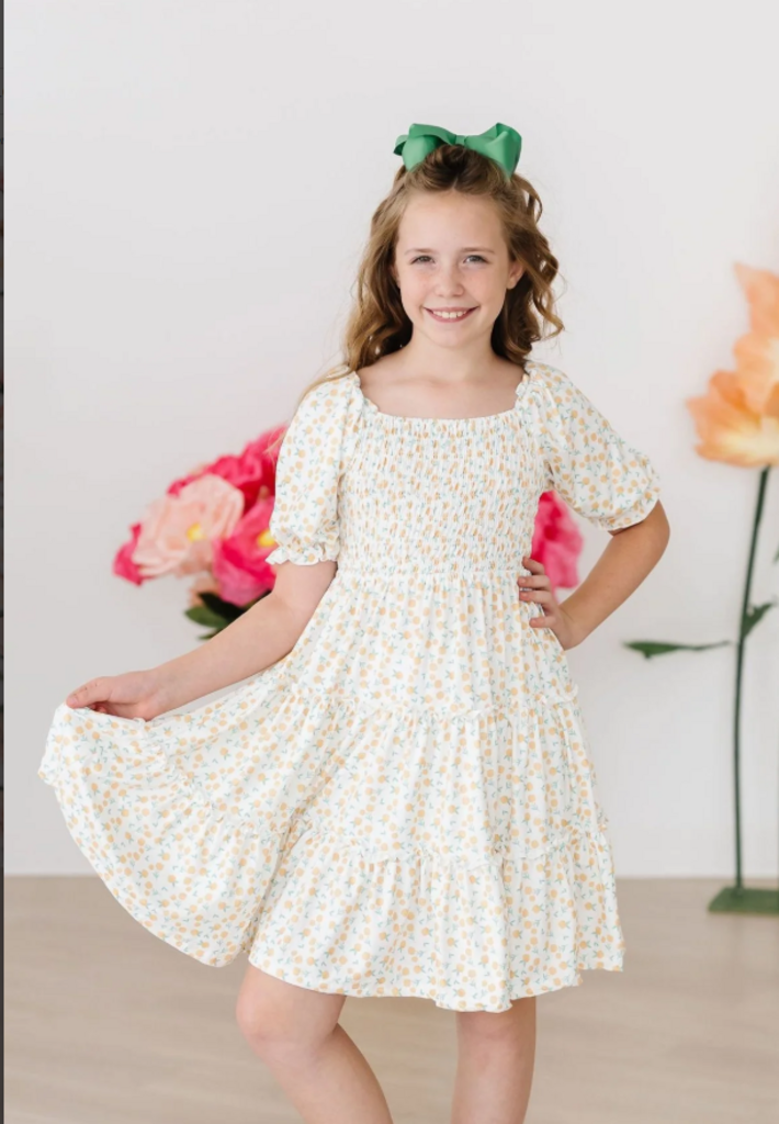 Marvelous Marigolds Smocked Ruffle Dress