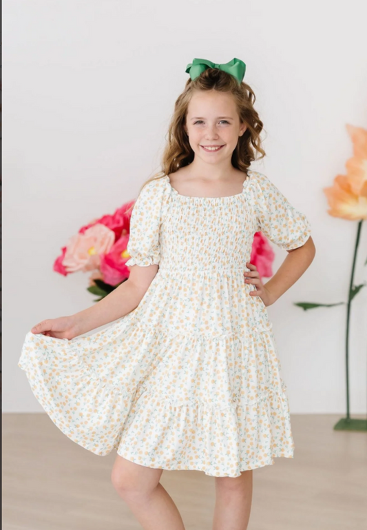 Marvelous Marigolds Smocked Ruffle Dress