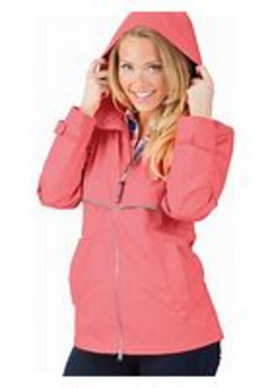 Charles River New Englander Rain Jacket- CORAL