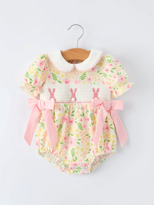 Easter Bunny Embroidered Smocking Romper