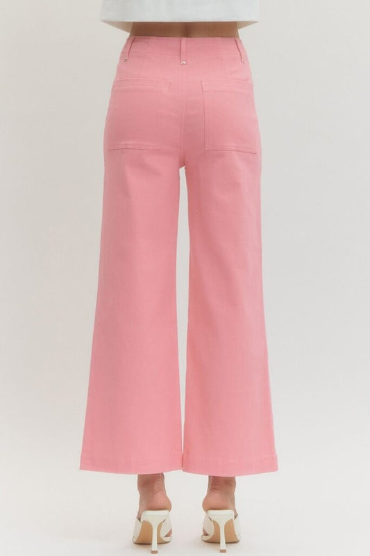 Pink High Rise Leg Pant with Seam Detail