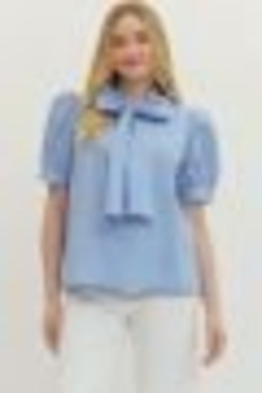 Tie Neck Striped Top