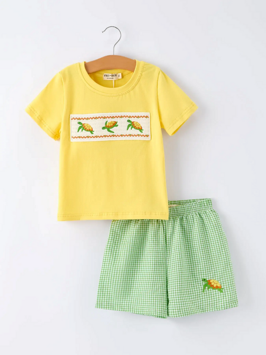 Turtle Smocked Boy's Set