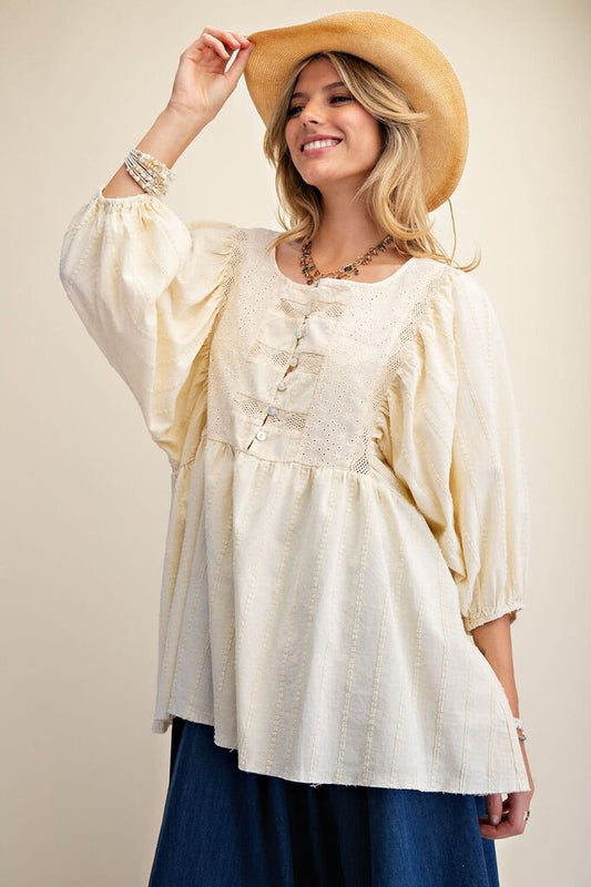 Eyelet Gauze Top