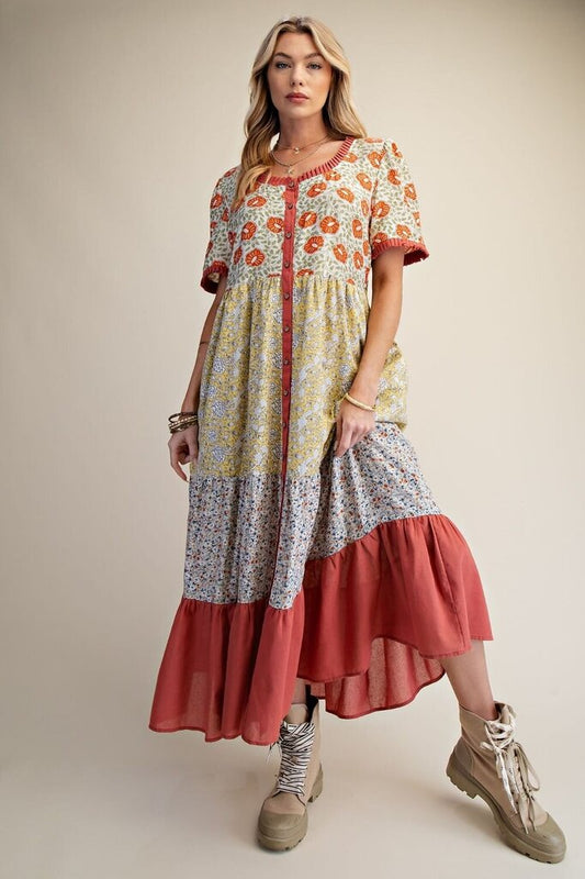 Printed Tiered Boho Dress