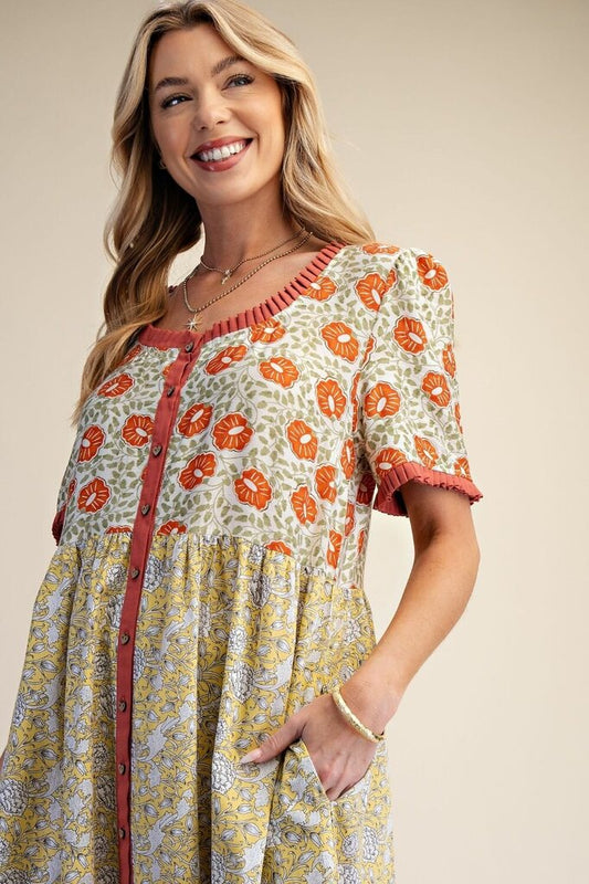 Printed Tiered Boho Dress