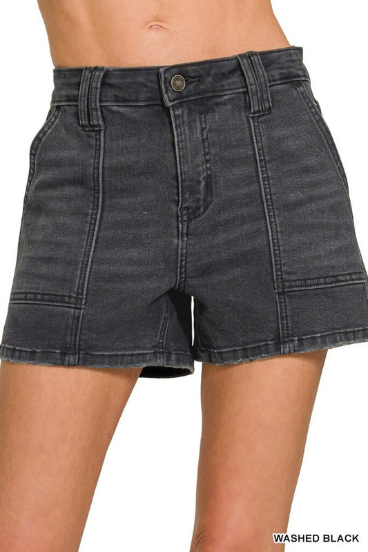 Black Utility Pocket Shorts