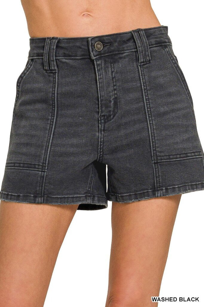 Black Utility Pocket Shorts