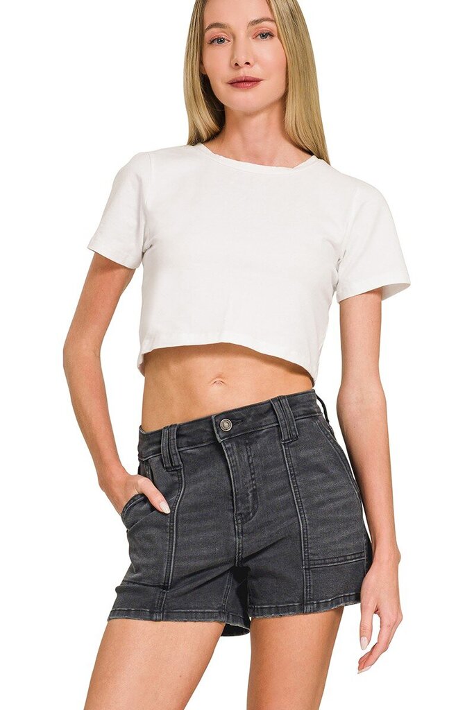 Black Utility Pocket Shorts