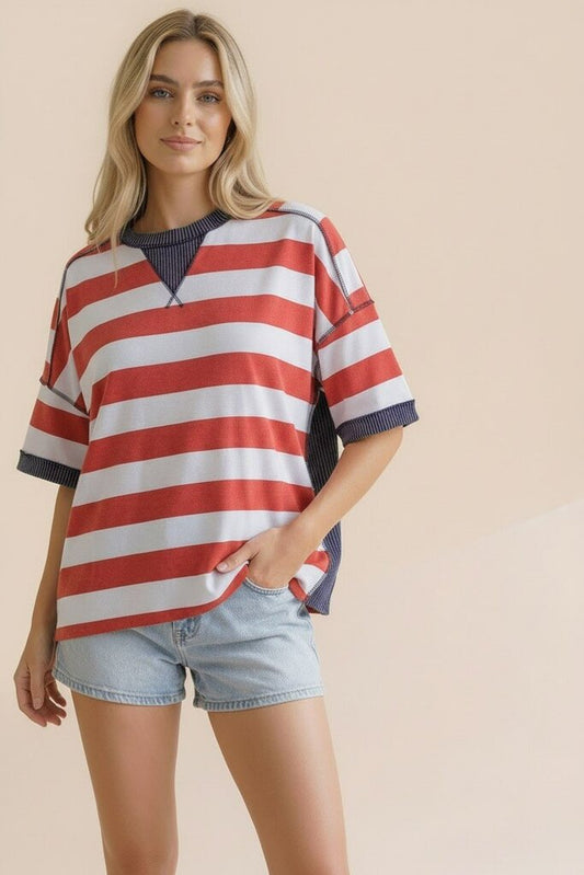 Oversized Striped Crew Neck
