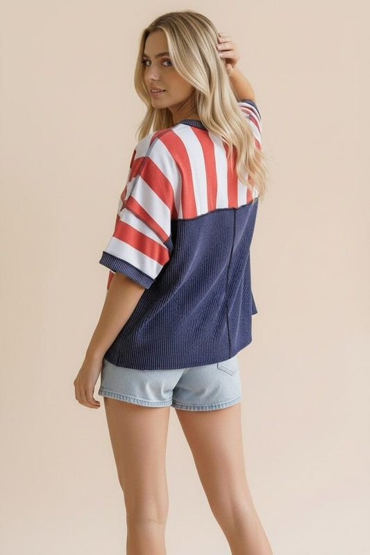 Oversized Striped Crew Neck