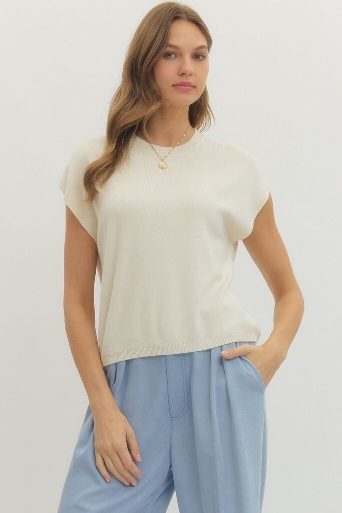 Cap Sleeve Knit Top