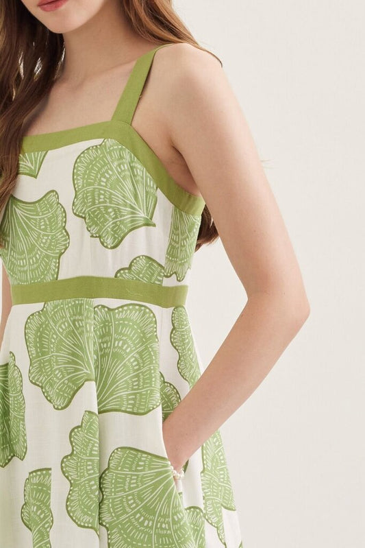 Matcha Print Middi Dress