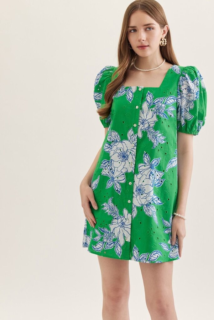 Floral Eyelet Mini Dress
