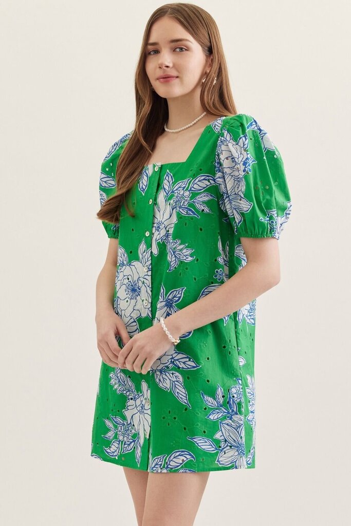 Floral Eyelet Mini Dress