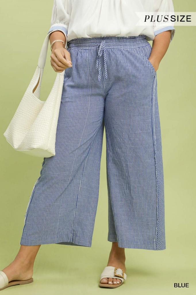 Linen Striped Wide-Leg Pant