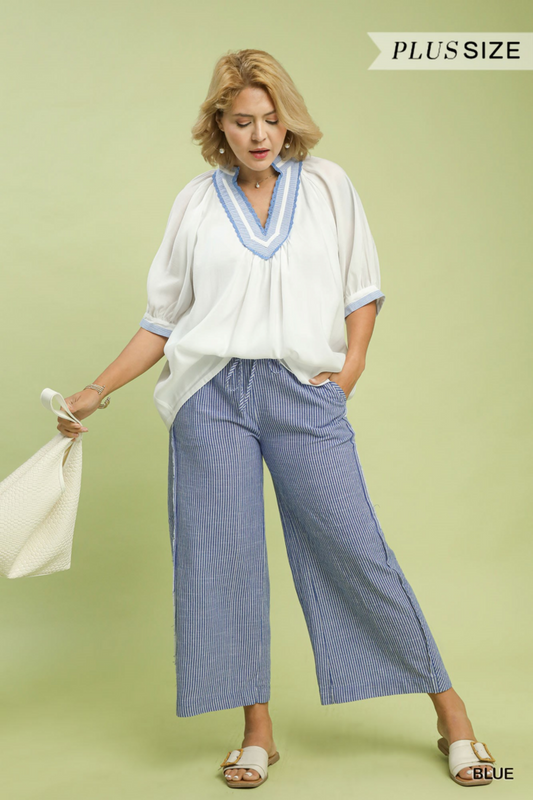 Linen Striped Wide-Leg Pant