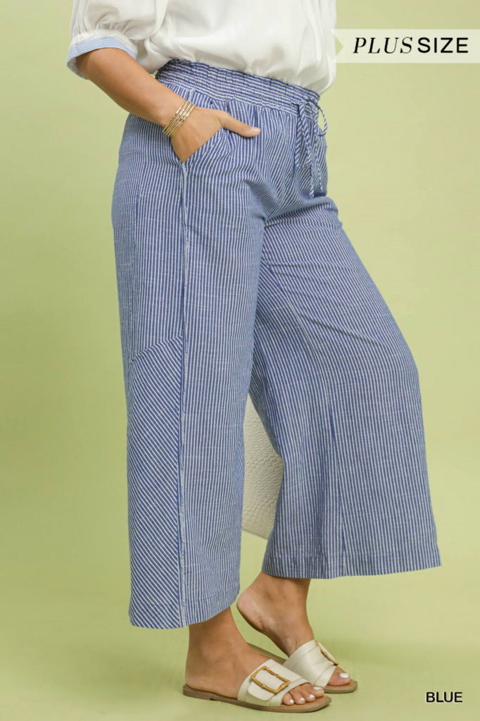 Linen Striped Wide-Leg Pant