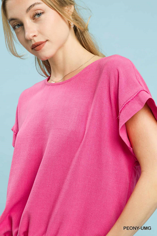 Linen Cuff Sleeve Top