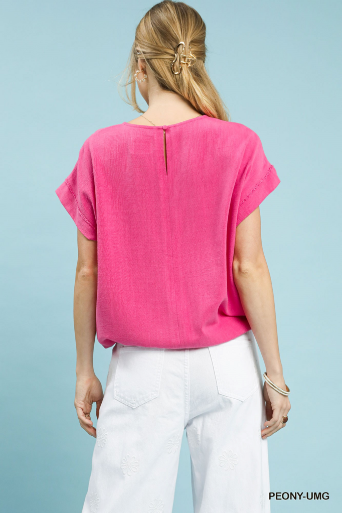 Linen Cuff Sleeve Top