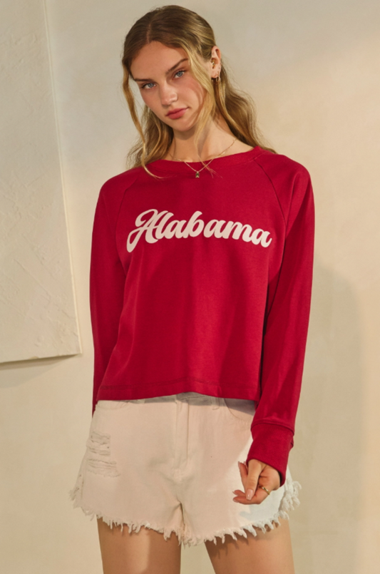 Cropped State Logo Sweatshirt RED