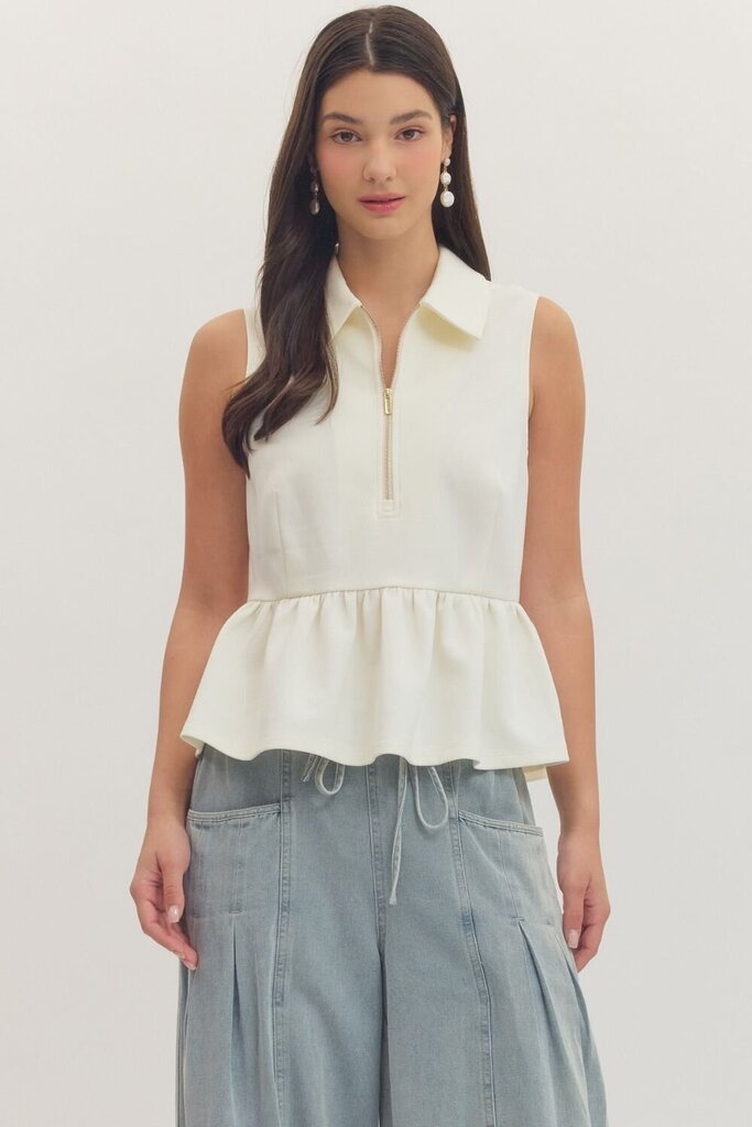 Half Zip Peplum Top